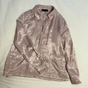 Current Air Purple Metallic Cargo Button Down Blouse